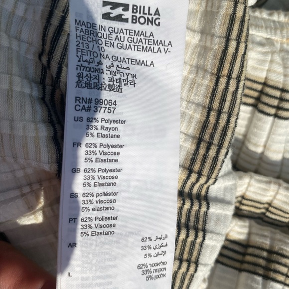 Billabong Romper Women’s Medium White, Tan and Brown Ribbed for Summer - Picture 5 of 5